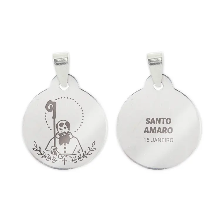 Collier et médaille de Saint Amaro en acier inoxydable 2