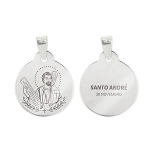 Fio e medalha de Santo André em aço inoxidável