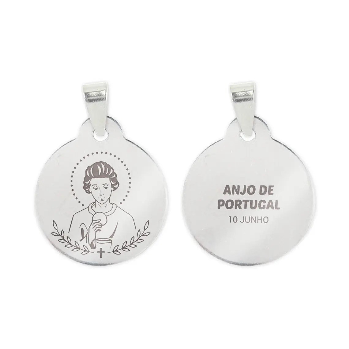 Fio e medalha do Anjo de Portugal em aço inoxidável 2