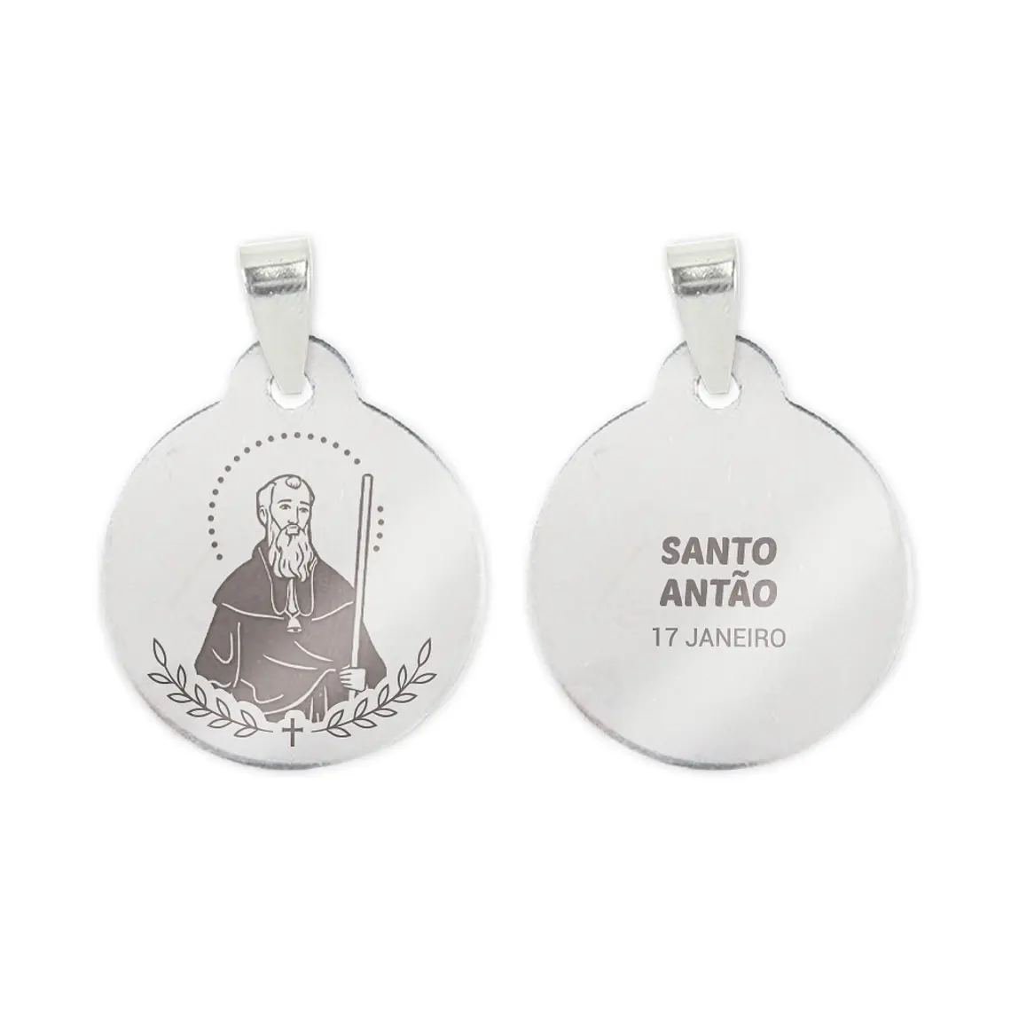 Fio e medalha de Santo Antão em aço inoxidável 2