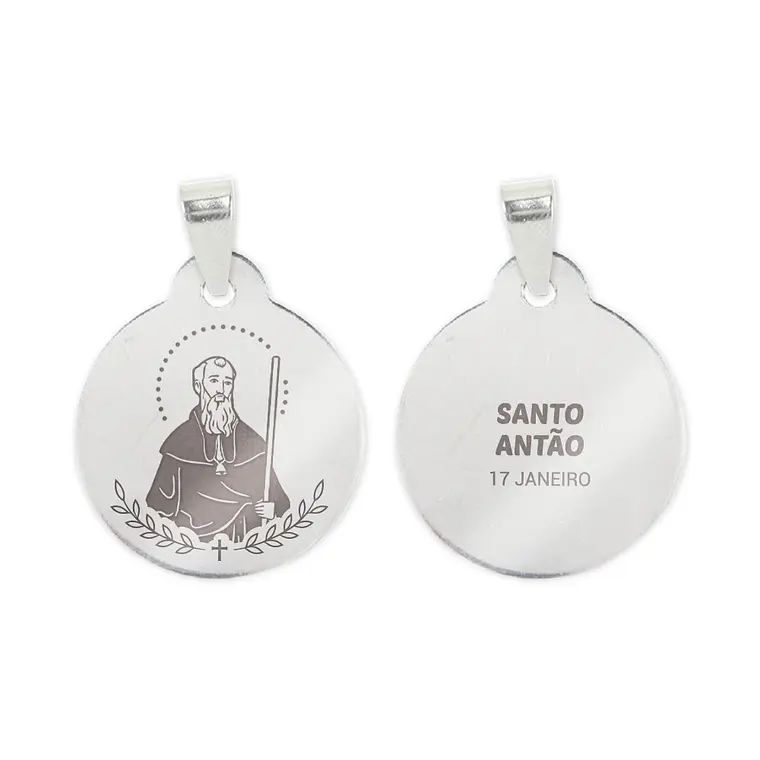 Fio e medalha de Santo Antão em aço inoxidável 2