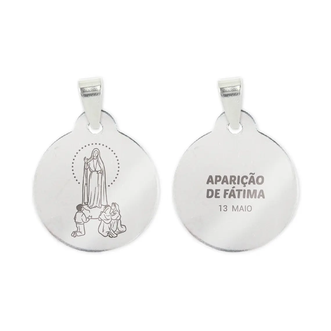 Cadena y medalla de la Aparición de Fátima en acero inoxidable 2