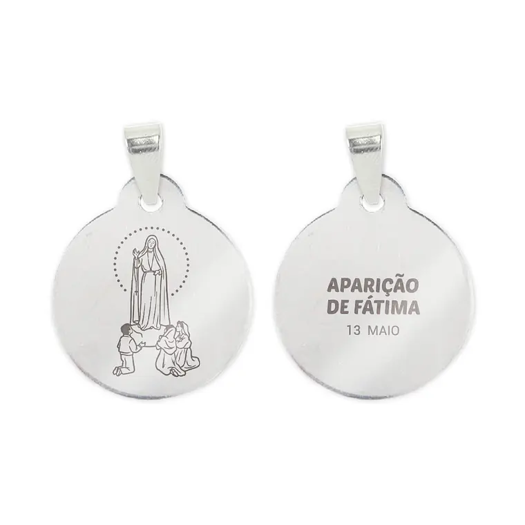 Cadena y medalla de la Aparición de Fátima en acero inoxidable 2