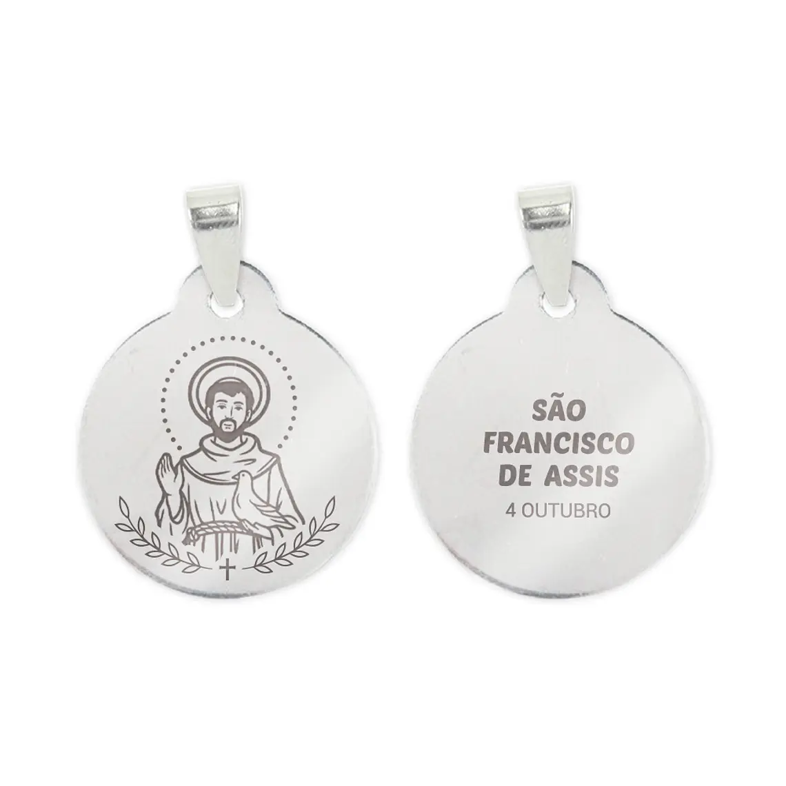 Fio e medalha de São Francisco de Assis em aço inoxidável 2