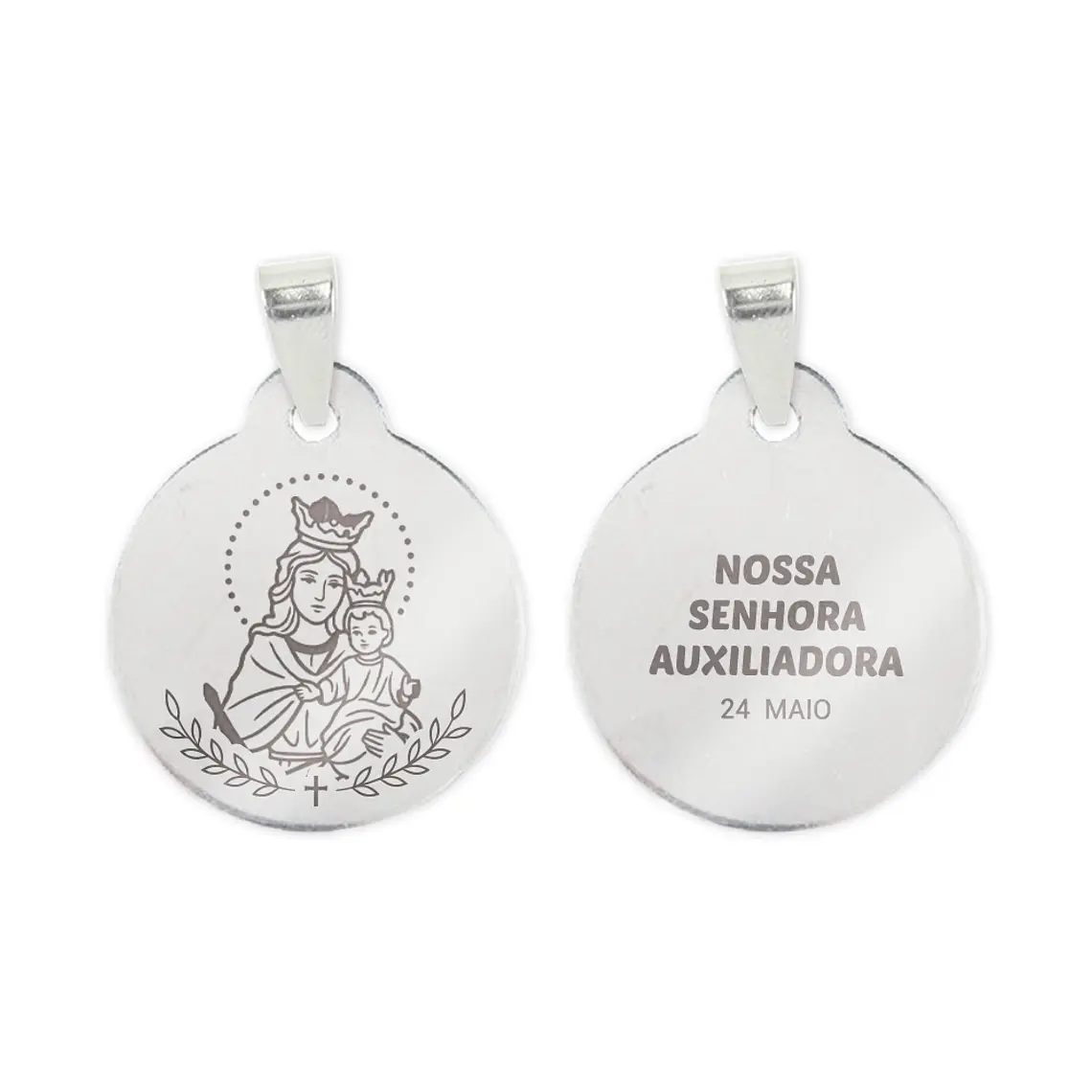 Collana e medaglia de Nostra Signora Ausiliatrice in acciaio inossidabile 2