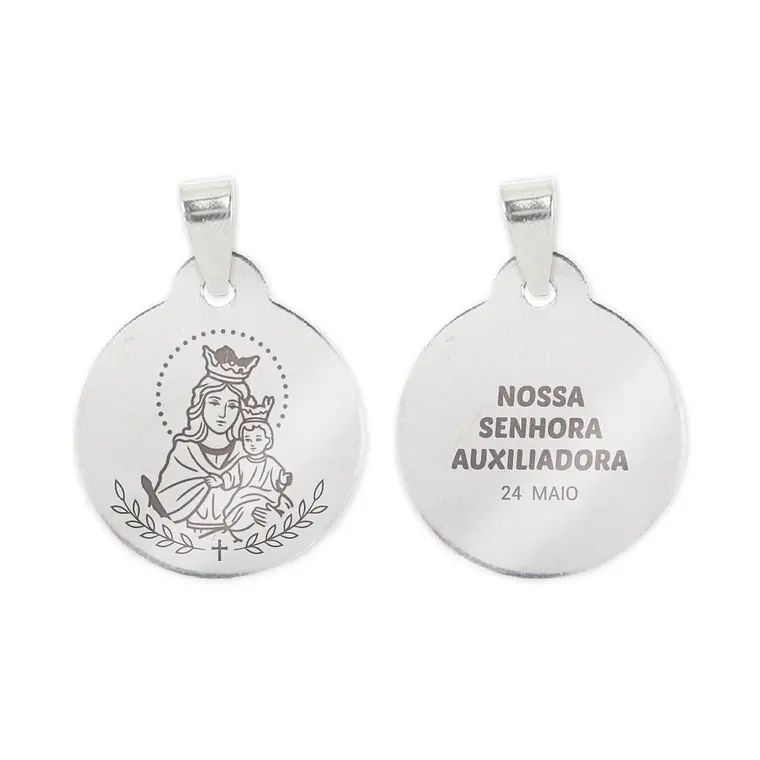 Collana e medaglia de Nostra Signora Ausiliatrice in acciaio inossidabile 2