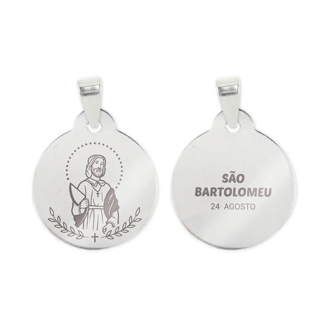 Collier et médaille de Saint Barthélemy en acier inoxydable 2