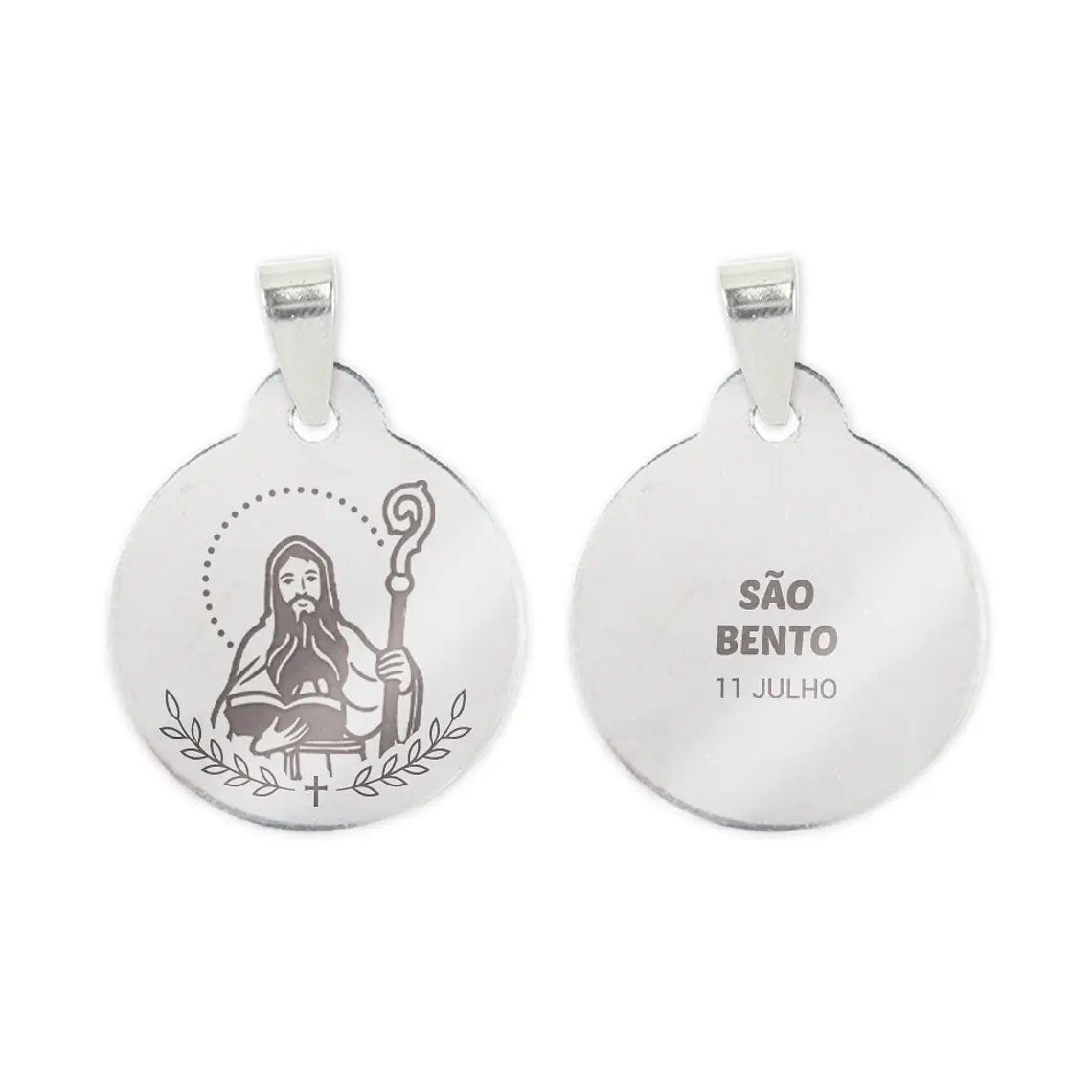 Collier et médaille de Saint Benoît en acier inoxydable 2