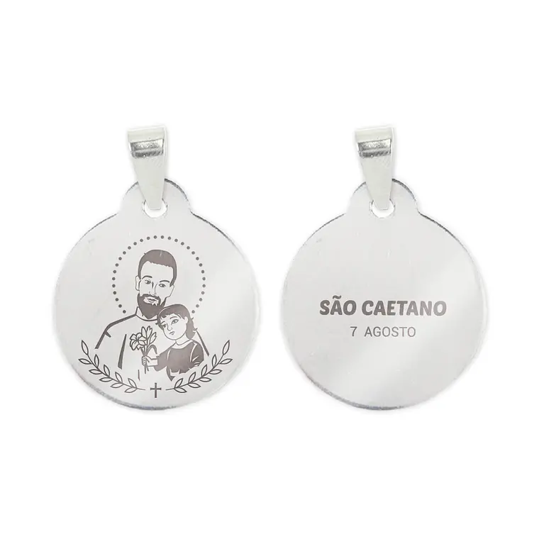 Fio e medalha de São Caetano em aço inoxidável 2