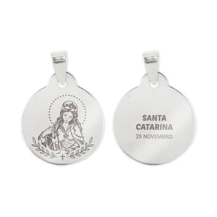 Collier et médaille de Sainte Catherine en acier inoxydable