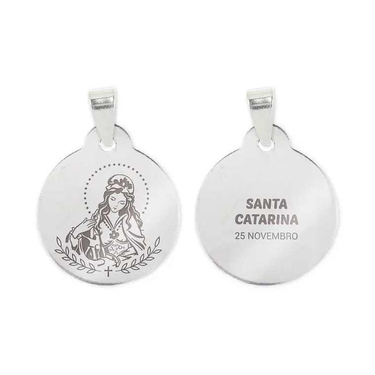Collana e medaglia di Santa Caterina in acciaio inossidabile 2