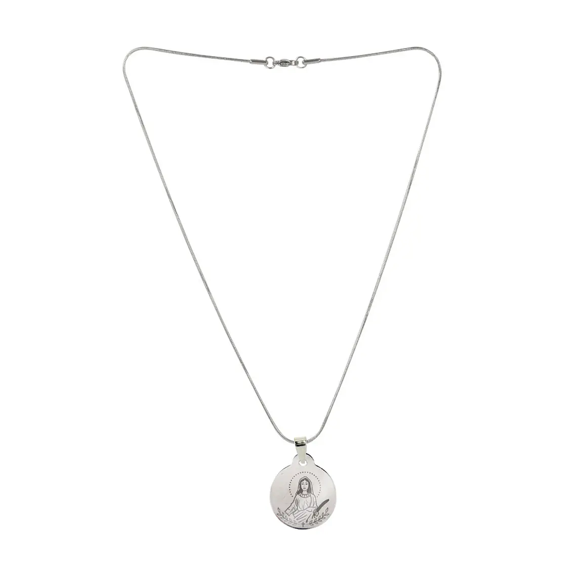 Collier et médaille de Sainte Cécile en acier inoxydable 1