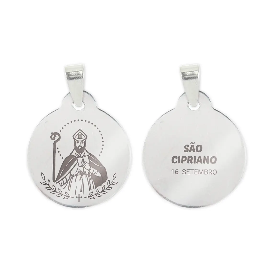 Fio e medalha de São Cipriano em aço inoxidável 2