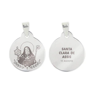 Collana e medaglia di Santa Chiara d'Assisi in acciaio inossidabile