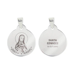 Collier et médaille de Sainte Hedwige en acier inoxydable