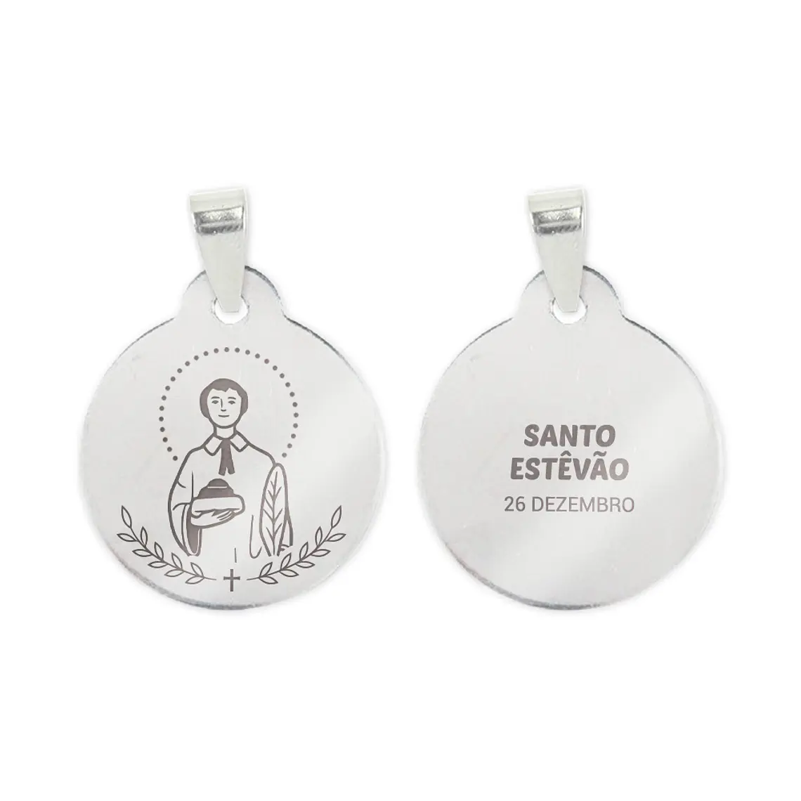 Collar y medalla de San Esteban en acero inoxidable 2