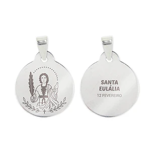 Fio e medalha de Santa Eulália em aço inoxidável