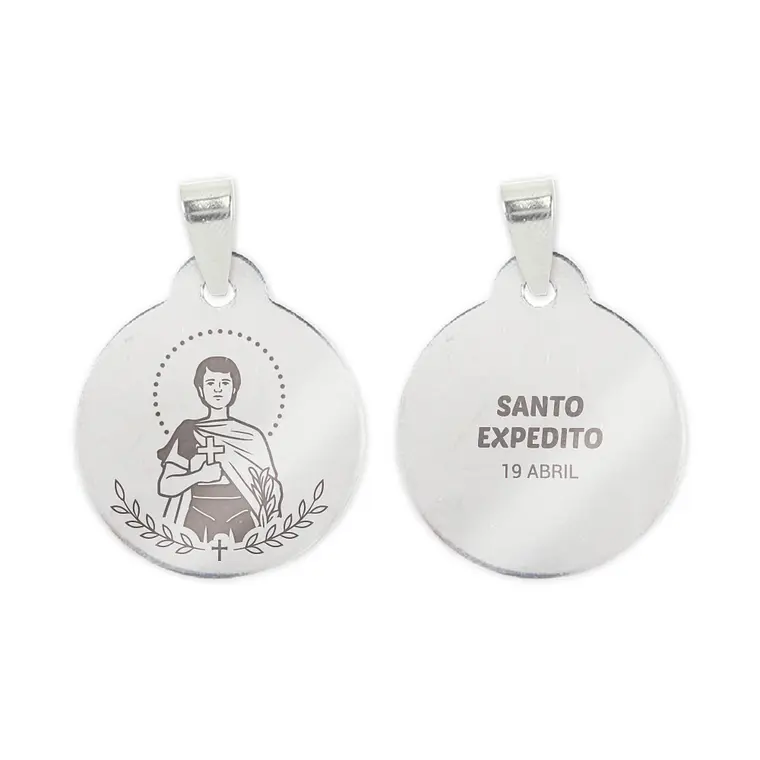 Collar y medalla de San Expedito en acero inoxidable 2
