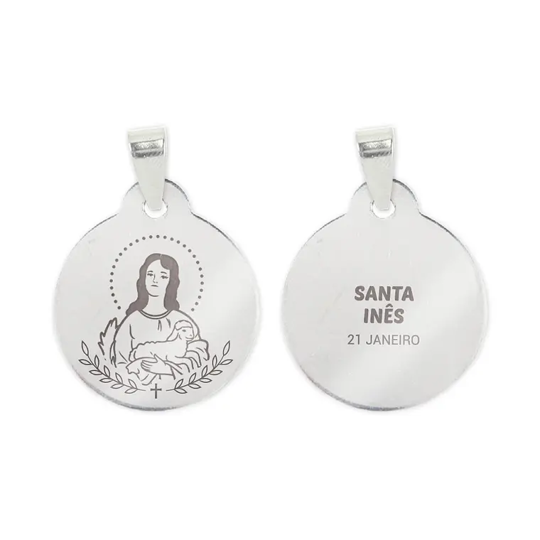 Collana e medaglia di Sant'Agnese in acciaio inossidabile 2