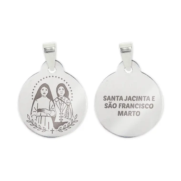Fio e medalha de Santa Jacinta e e São Francisco Marto em aço inoxidável 2