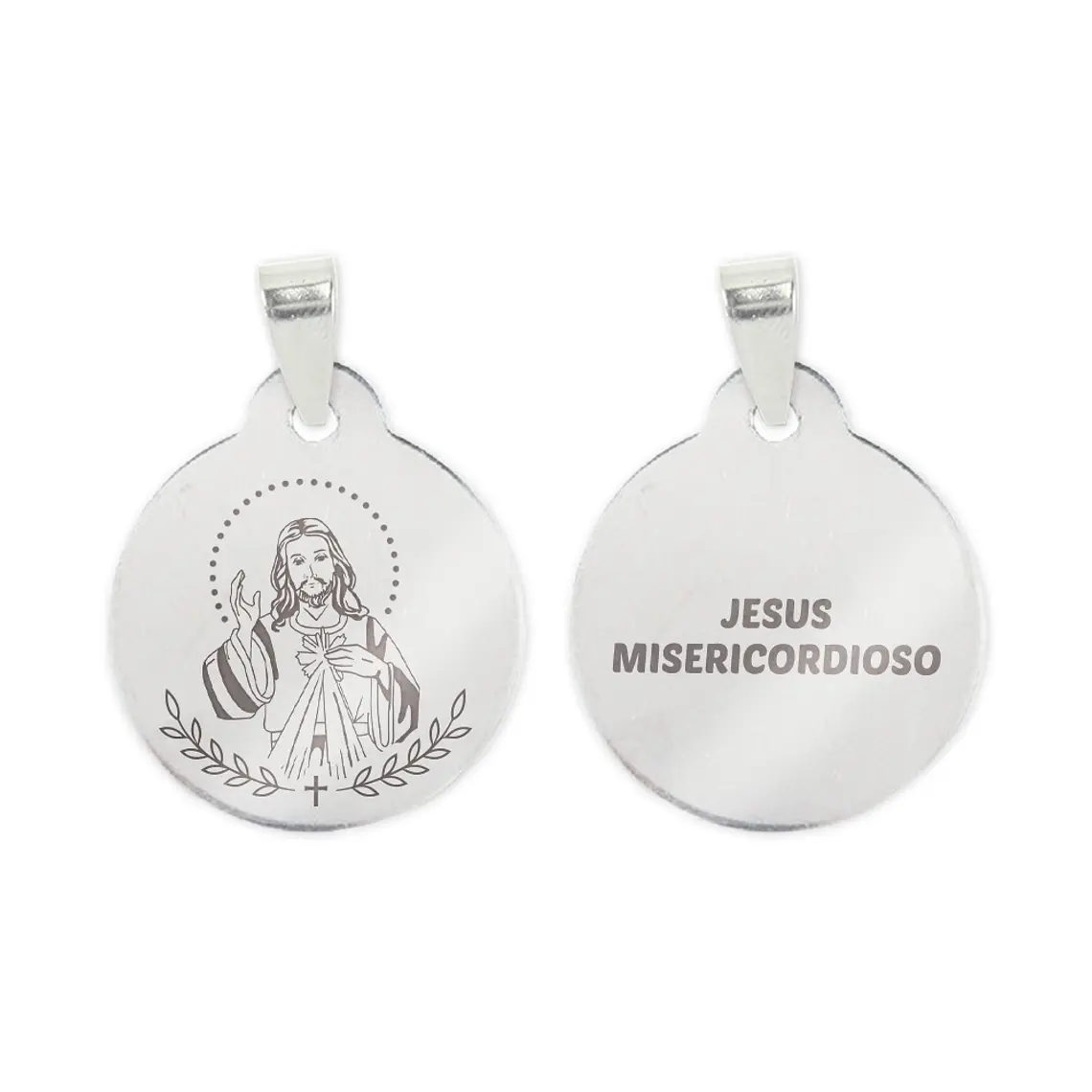 Collar y medalla de Jesús Misericordioso en acero inoxidable 2
