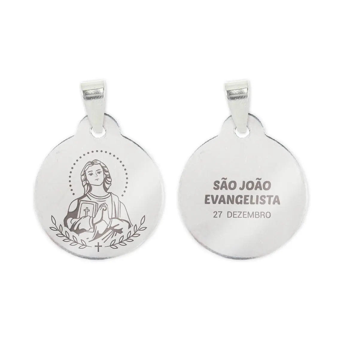 Fio e medalha de São João Evangelista em aço inoxidável 2