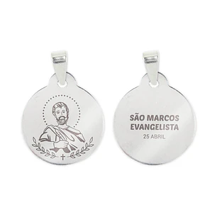 Collar y medalla de San Marcos Evangelista en acero inoxidable