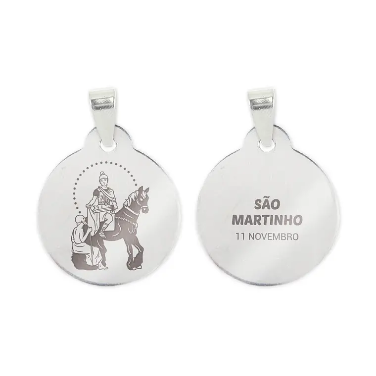 Fio e medalha de São Martinho de Tours em aço inoxidável 2