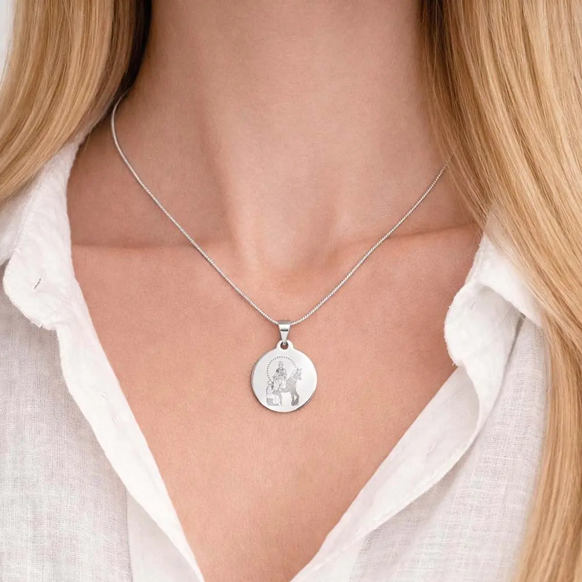 Fio e medalha de São Martinho de Tours em aço inoxidável 3