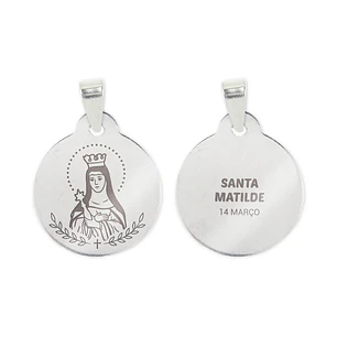 Collar y medalla de Santa Matilde en acero inoxidable