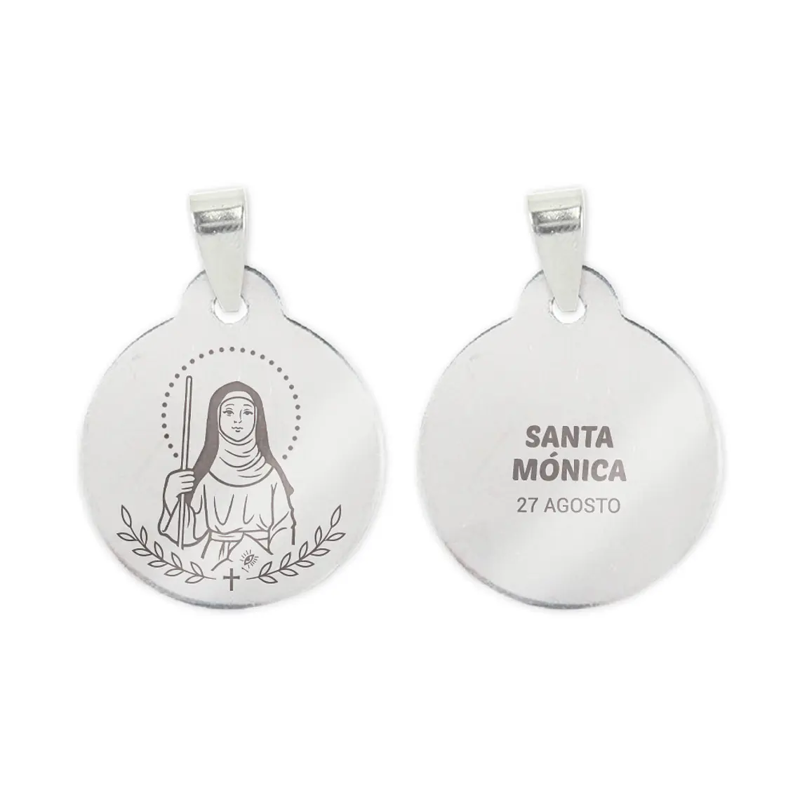 Collana e medaglia di Santa Monica in acciaio inossidabile 2