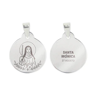 Collar y medalla de Santa Mónica en acero inoxidable