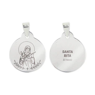 Fio e medalha de Santa Rita em aço inoxidável