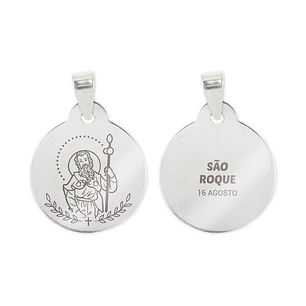 Fio e medalha de São Roque em aço inoxidável
