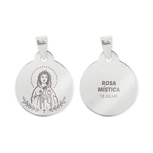 Fio e medalha de Rosa Mística em aço inoxidável
