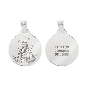 Fio e medalha do Sagrado Coração de Jesus em aço inoxidável