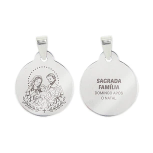 Fio e medalha da Sagrada Família em aço inoxidável