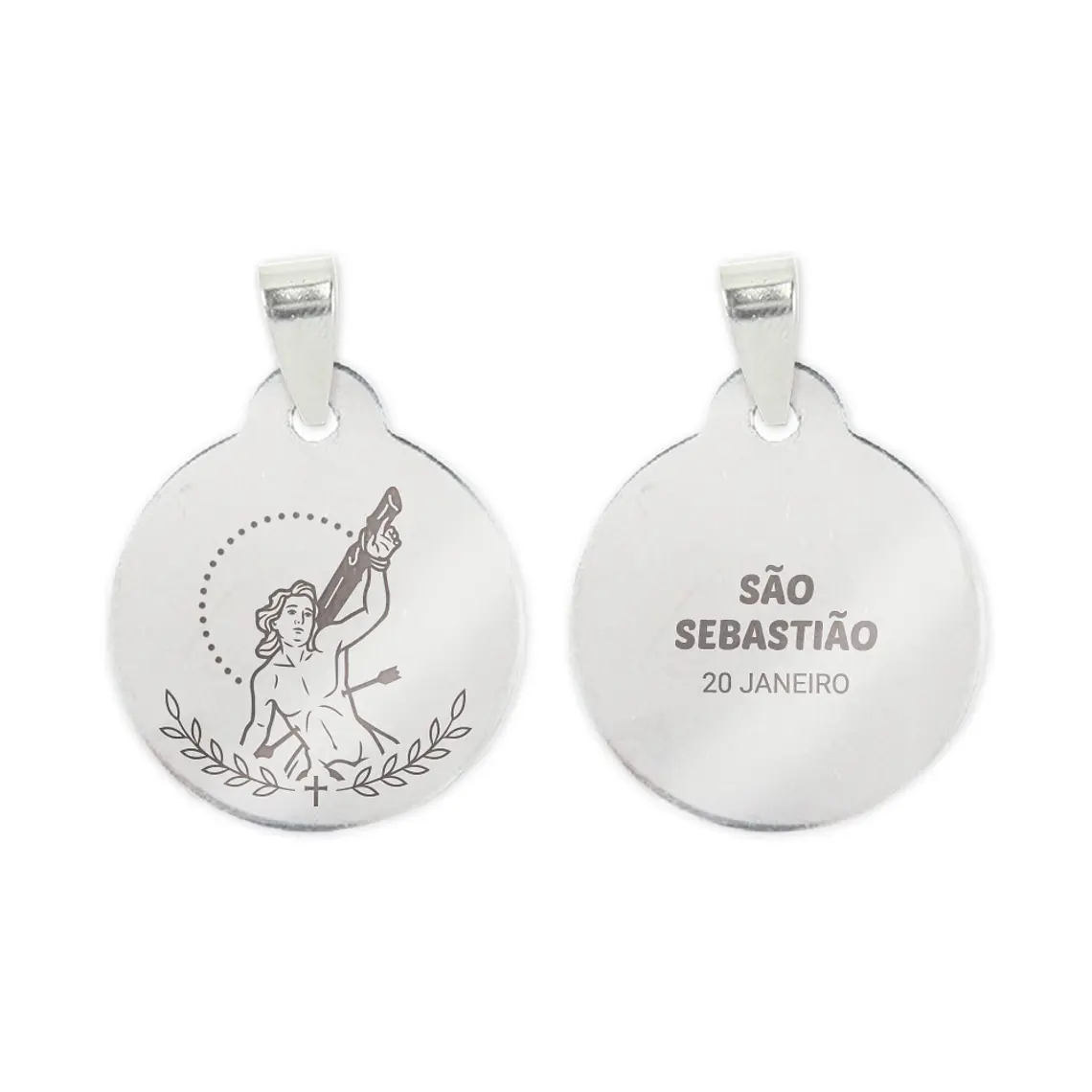 Collar y medalla de San Sebastián en acero inoxidable 2