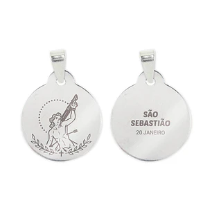Fio e medalha de São Sebastião em aço inoxidável