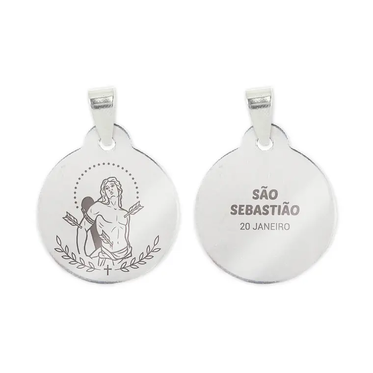 Fio e medalha de São Sebastião em aço inoxidável 2