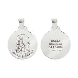 Collar y medalla de Nuestra Señora de la Abadía en acero inoxidable