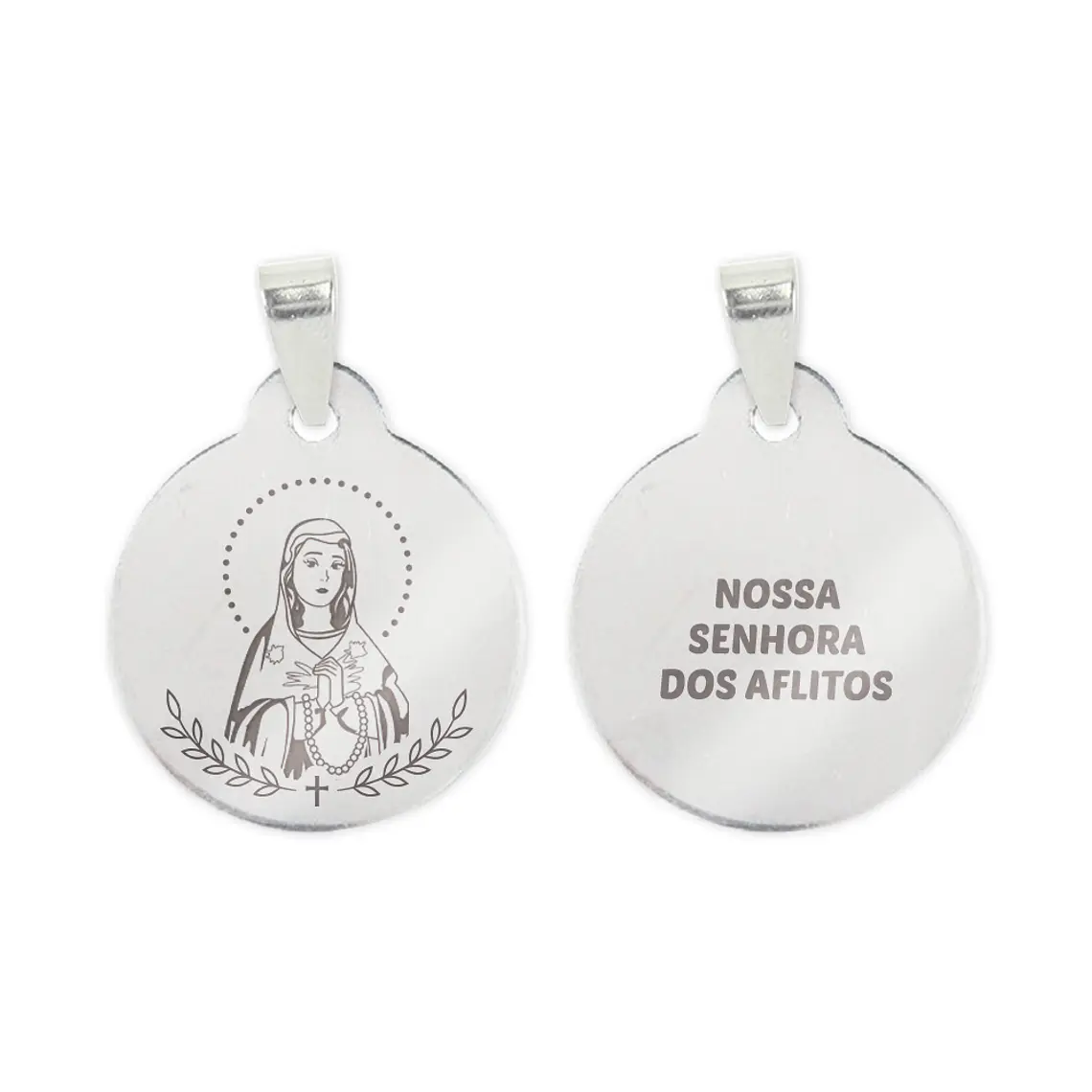 Fio e medalha de Nossa Senhora dos Aflitos em aço inoxidável 2