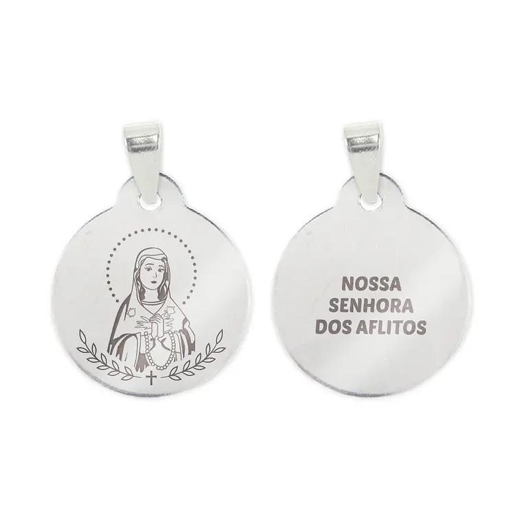 Fio e medalha de Nossa Senhora dos Aflitos em aço inoxidável 2