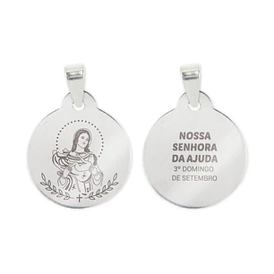 Collar y medalla de Nuestra Señora de la Ayuda en acero inoxidable