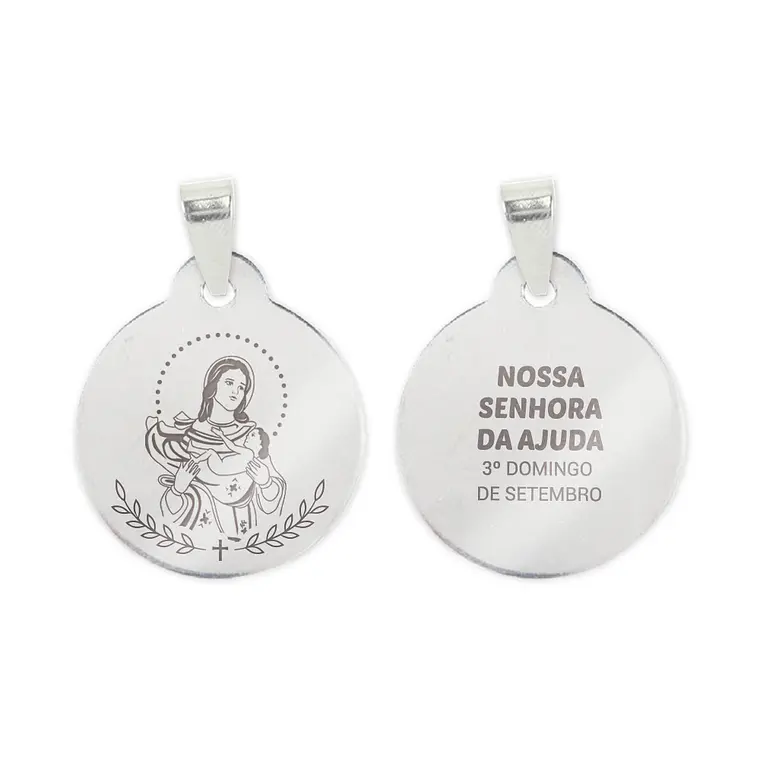 Collier et médaille de Notre-Dame de l'Aide en acier inoxydable 2