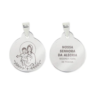Collar y medalla de Nuestra Señora de la Alegría en acero inoxidable