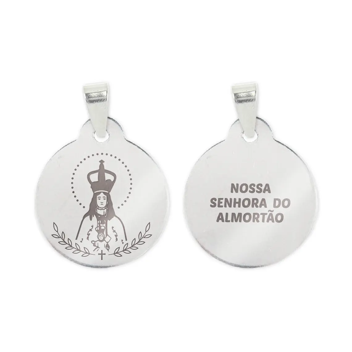 Fio e medalha de Nossa Senhora do Almortão em aço inoxidável 2