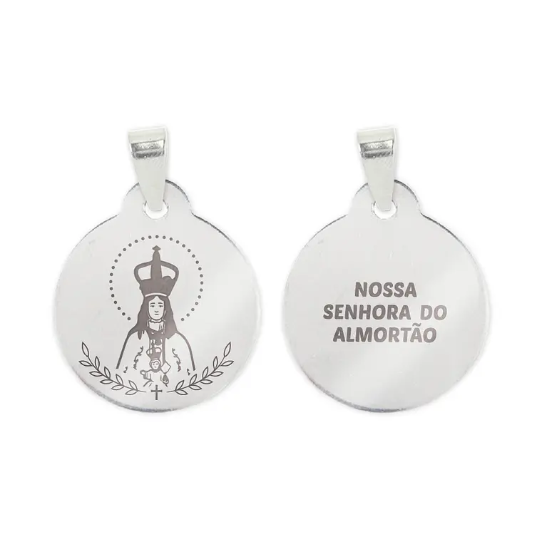Fio e medalha de Nossa Senhora do Almortão em aço inoxidável 2