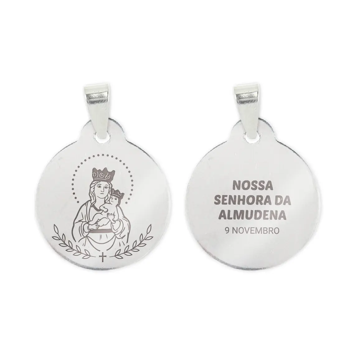 Collar y medalla de Nuestra Señora de la Almudena en acero inoxidable 2
