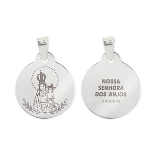 Collar y medalla de Nuestra Señora de los Ángeles en acero inoxidable